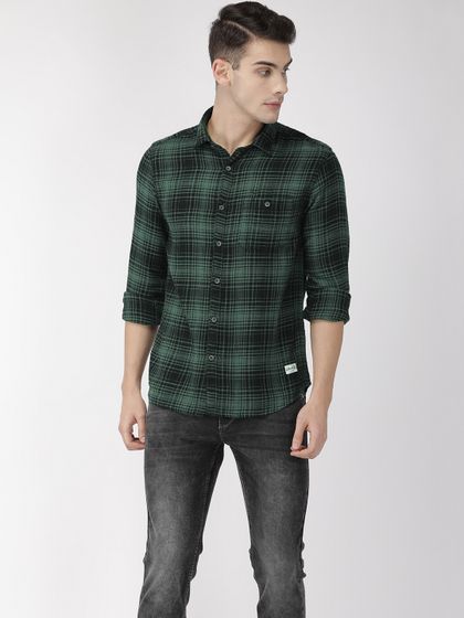 flying machine checked slim fit shirt