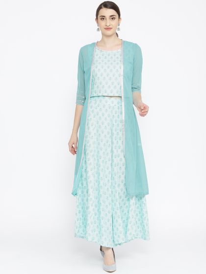 crop top palazzo with jacket myntra