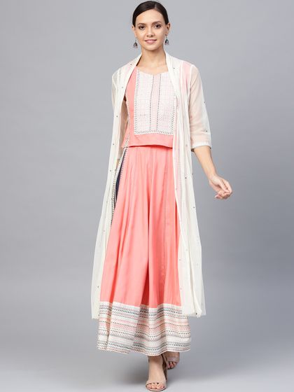 Crop top with palazzo and shrug myntra Clearance