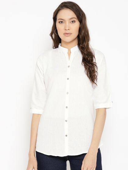 White shirt for women myntra clearance