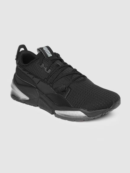 black leather puma sneakers