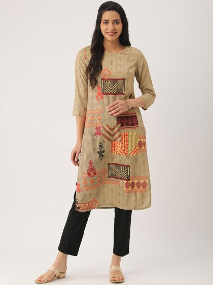 IMARA Women Pink Printed A Line Kurta
