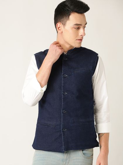 denim nehru jacket