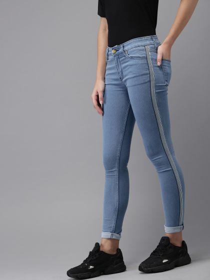 Side stripe hotsell jeans myntra