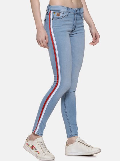 Side stripe sale jeans myntra