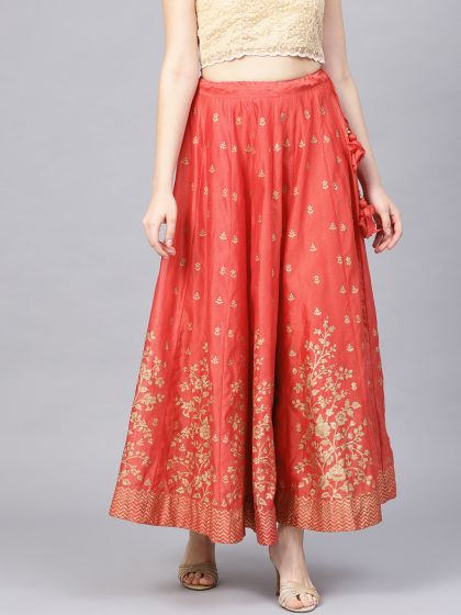 biba multicoloured printed maxi flared skirt