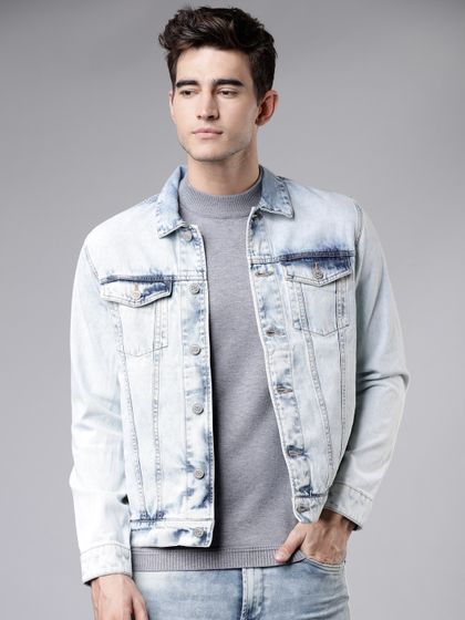 ecko unltd men blue solid denim jacket