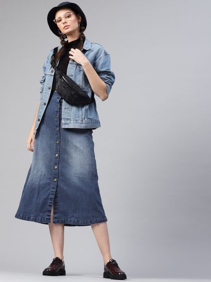 G-star arc denim clearance a-line midi skirt