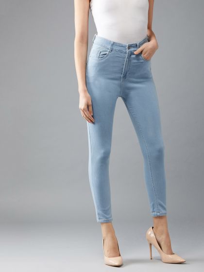 DOLCE CRUDO Women Blue Skinny Fit High-Rise Clean Look Stretchable Jeans