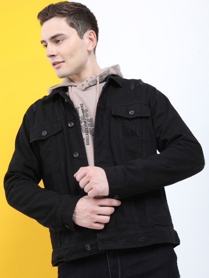 Buy High Star Men Black Solid Denim Jacket - Jackets for Men 11275832