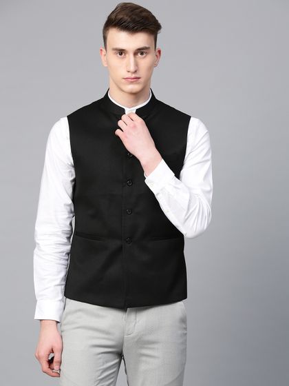 Buy Hypernation Black Pure Cotton Nehru 