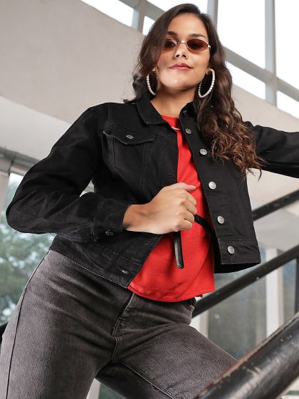 Red jean jacket forever 21 sale