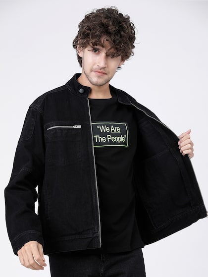 Buy Nuon by Westside Black Hooded Slim Fit Denim Jacket for Men Online   Tata CLiQ