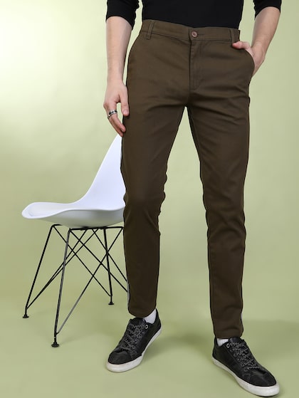 Buy People Mens Slim Fit Casual Trousers P1P205319SAT621Brown28 at  Amazonin