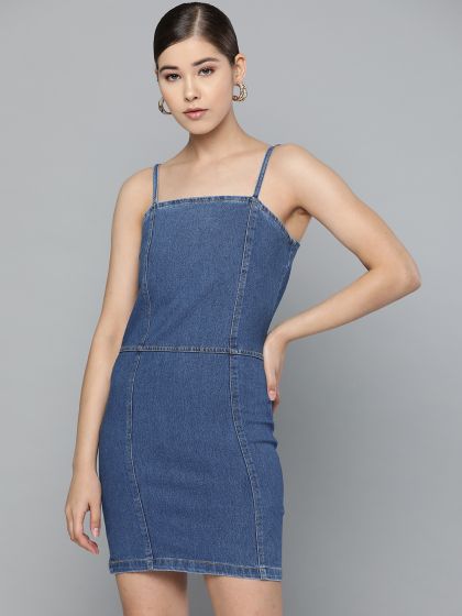 denim one piece myntra