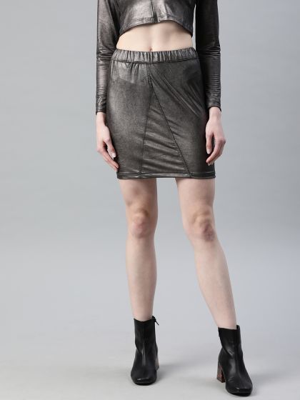 burgundy leather skirt grey