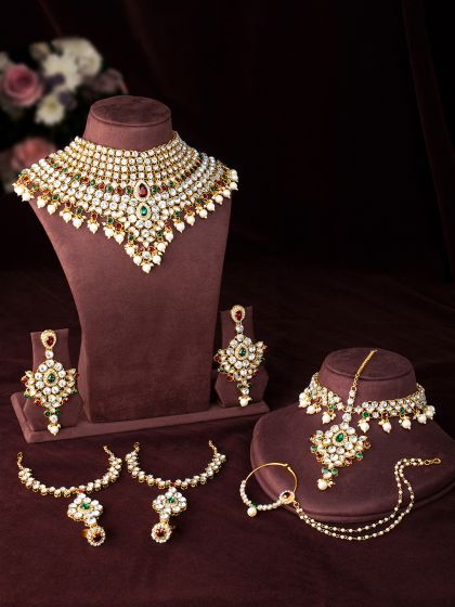 Buy LUCKY JEWELLERY Gold Plated Off White Pearl Beaded