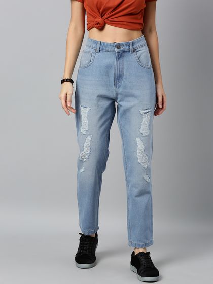 Moda Rapido Women Blue Boyfriend Fit 