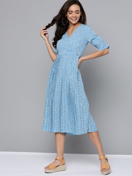 Buy Tokyo Talkies Navy Polka Dot Belted Shirt Dress - Dresses for Women  2242503, Myntra