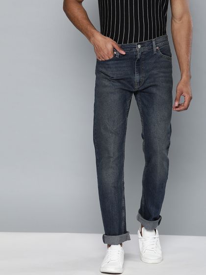 Buy Levi S Men Navy Blue Washed Slim Straight Fit Stretchable Jeans 513 Jeans For Men 1424075 Myntra