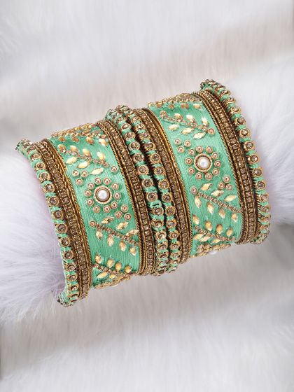 Buy Pretty Women Set Of 16 Sea Green Bangles Bangle for Women