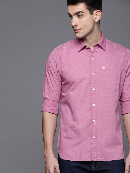 WROGN Men Pink Slim Fit Solid Casual Shirt