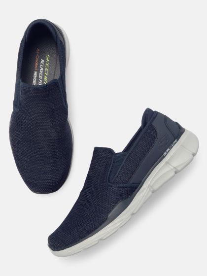 mens blue slip on skechers