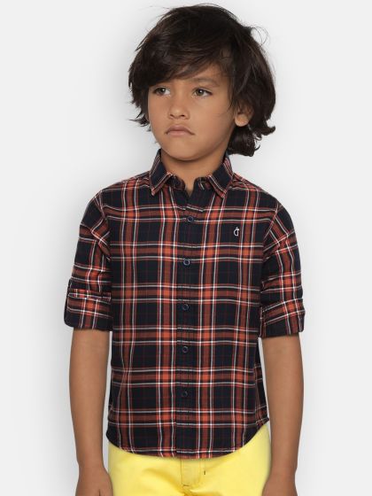 JusCubs Boys Checkered Casual Green Shirt - Buy JusCubs Boys