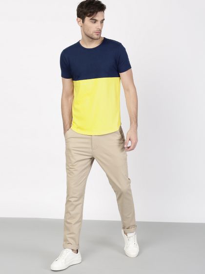 Buy Ether Men Navy Blue Printed Round 