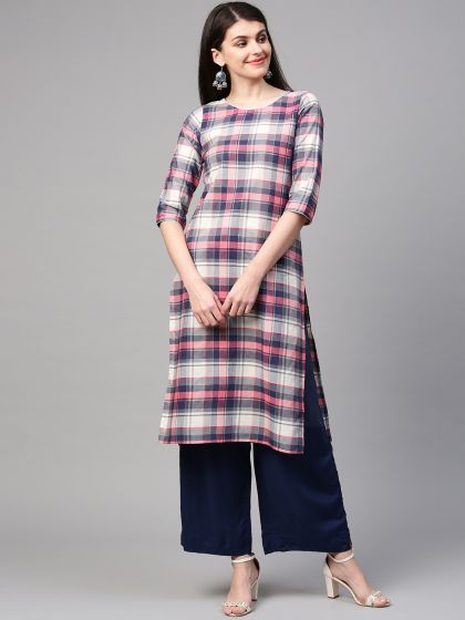 Aurelia checked straight kurta shop