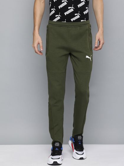 Men Olive Green Ferrari Solid Joggers