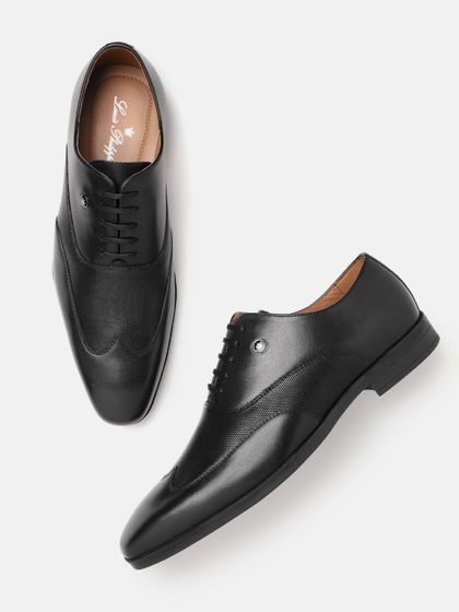 Black Textured Leather Formal Derbys 