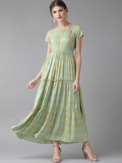 aks green maxi dress