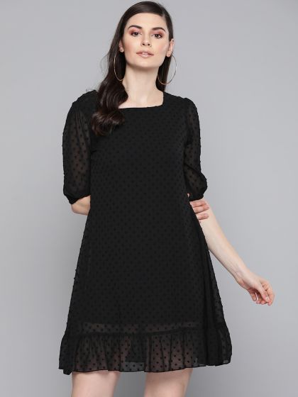 Buy Paralians Black A Line Dress - Dresses for Women 19983552