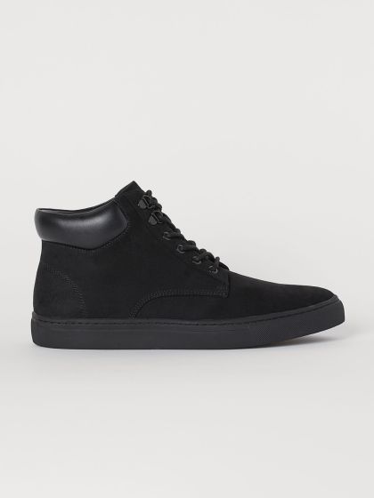 mens black mid top trainers