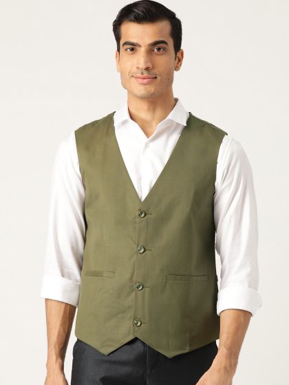 Buy Van Heusen Sport Men Olive Green Solid Slim Fit Casual Pure