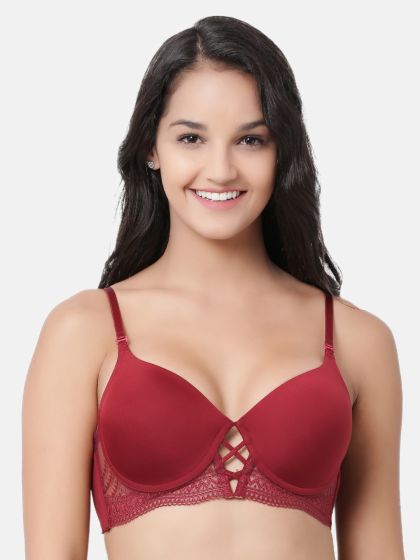 Buy Enamor Padded Non Wired & High Coverage T Shirt Bra With Detachable  Straps F065 - Bra for Women 650889