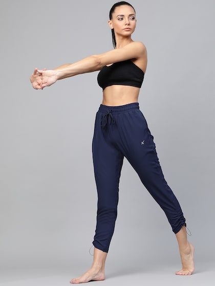 Buy HRX By Hrithik Roshan Women Navy Solid Regular Fit Yoga Track