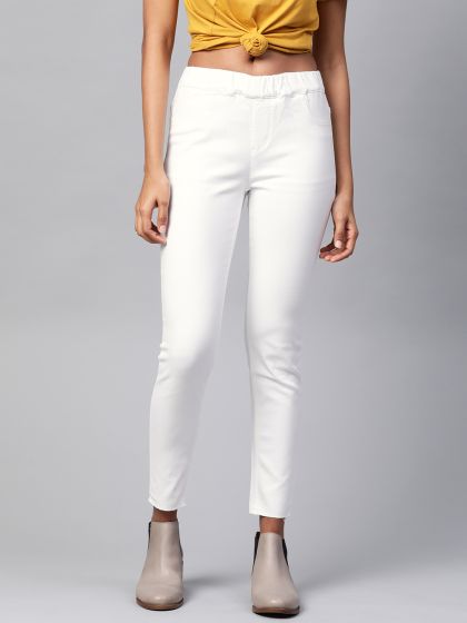 white jeggings myntra