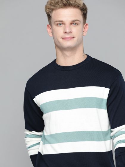 Buy Mast & Harbour Men Navy Blue Solid Cardigan Sweater - Sweaters for Men  12144224