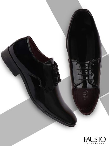 Buy Escaro Men Black Leather Formal 