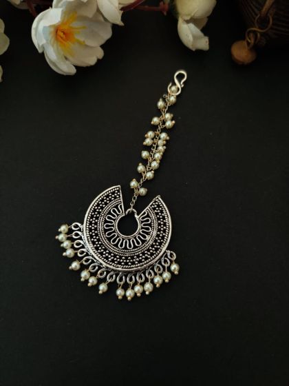 Maang tikka black metal hot sale