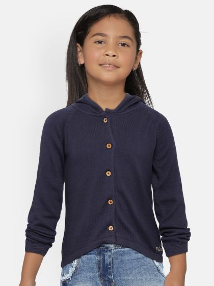 Buy 612 Ivy League Girls Red Solid Cardigan Sweaters for Girls