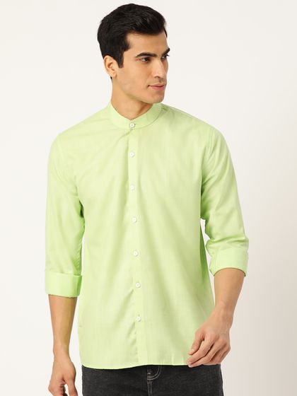 Buy Ether Men Green Slim Fit 