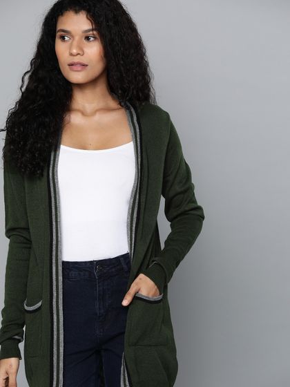 Buy Monte Carlo Women Olive Green Solid 