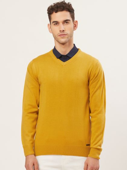 mens yellow crew neck sweater
