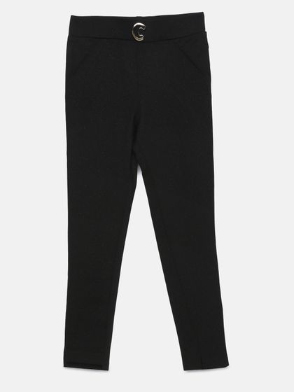 Buy Tiny Girl Black Solid Jeggings 