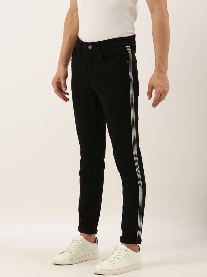 Buy Mast Harbour Men Black Slim Tapered Fit Mid Rise Clean Look