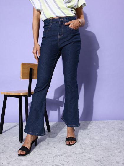 MANGO Skinny Flare Jeans in Dark Blue