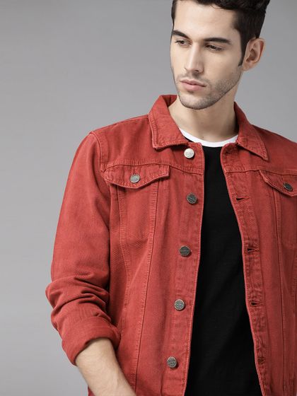 Ecko Unltd Men Red Solid Denim Jacket 